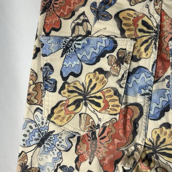 Free People Women Float On Flare Jeans Printed Butterflies Size 24 - Picture 10 of 16